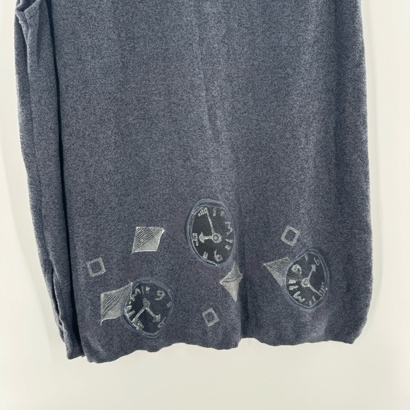 Blue Fish Long Artisan Clock Artsy Button Down Knit Long Sweater Vest Size 0S - Picture 5 of 7